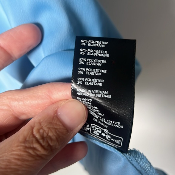 UO Bella Bow-Back Satin Mini Dress Baby Light Blue Size Small ♠️ - Picture 8 of 8